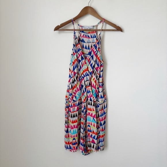 Karina Grimaldi Pants - Karina Grimaldi Vibrant Geometric Print Romper Small Nautical Summer